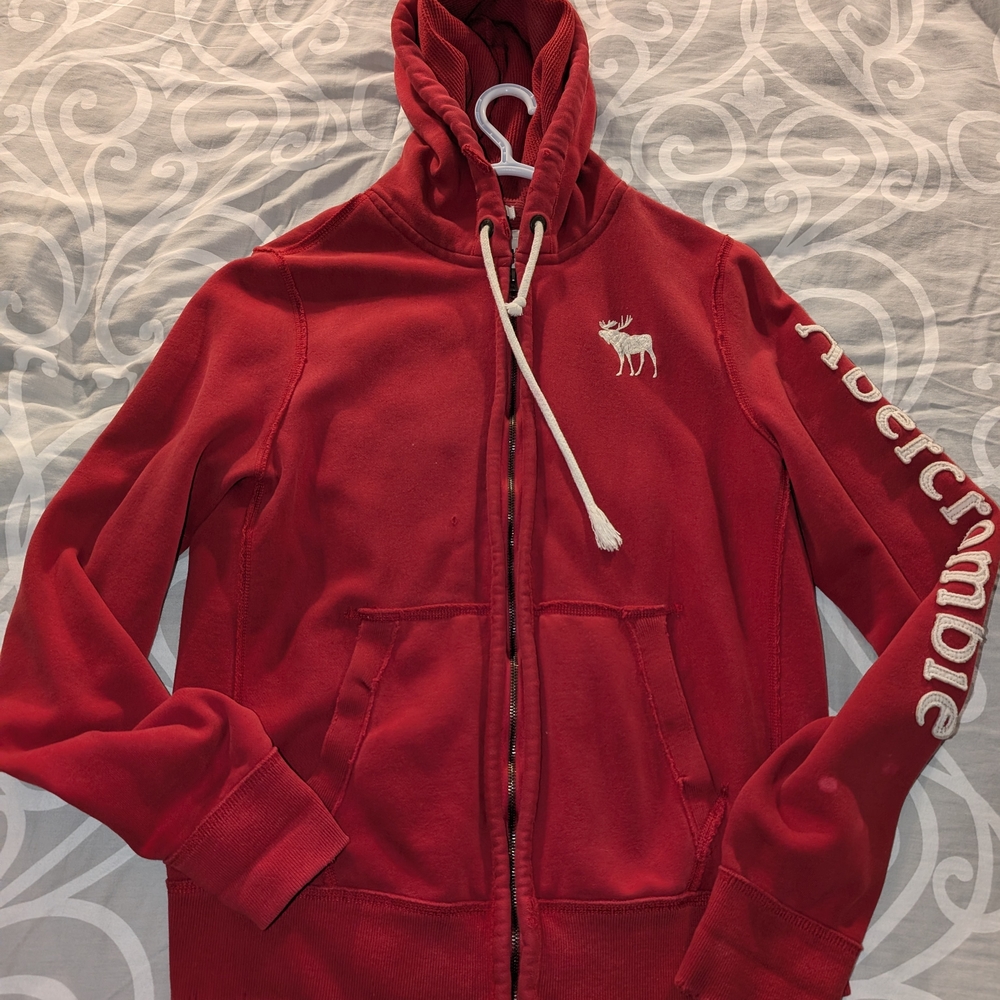 Red Abercrombie Hoodie with Logo